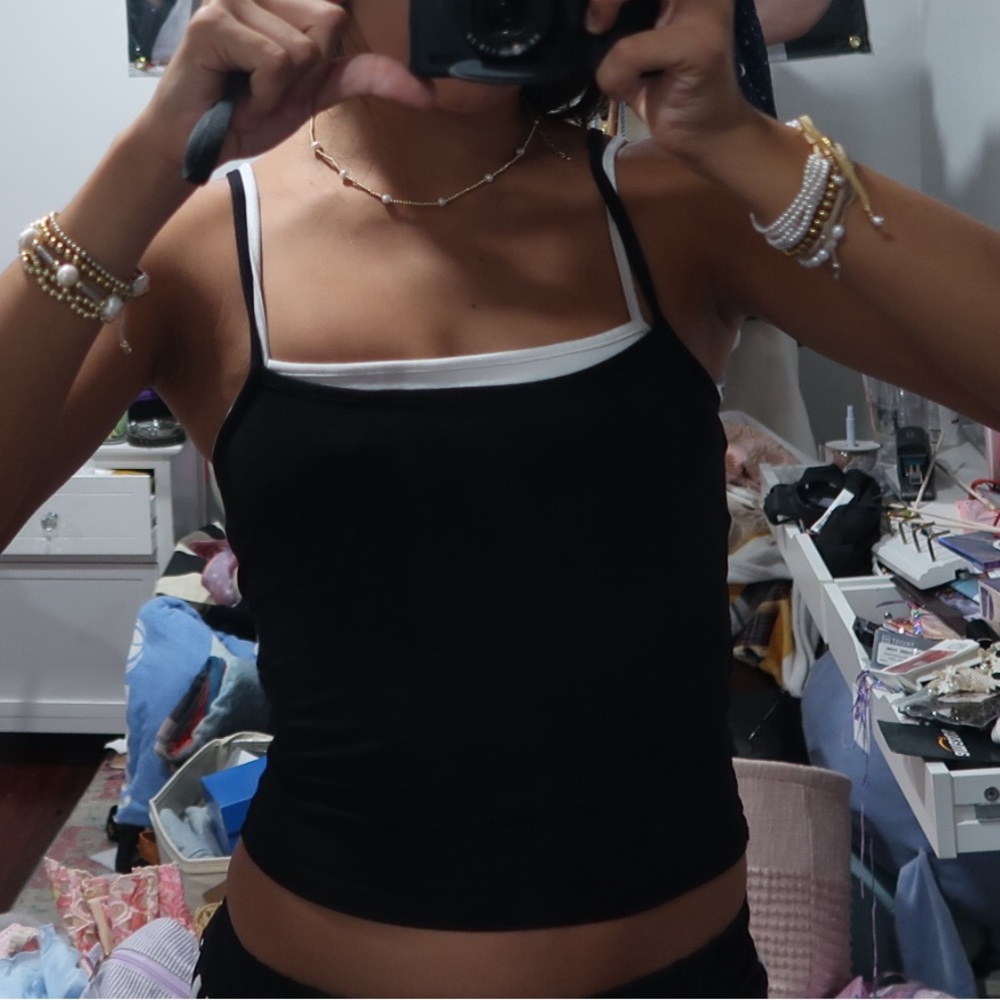 Edikted Layered Black and White Tank Top